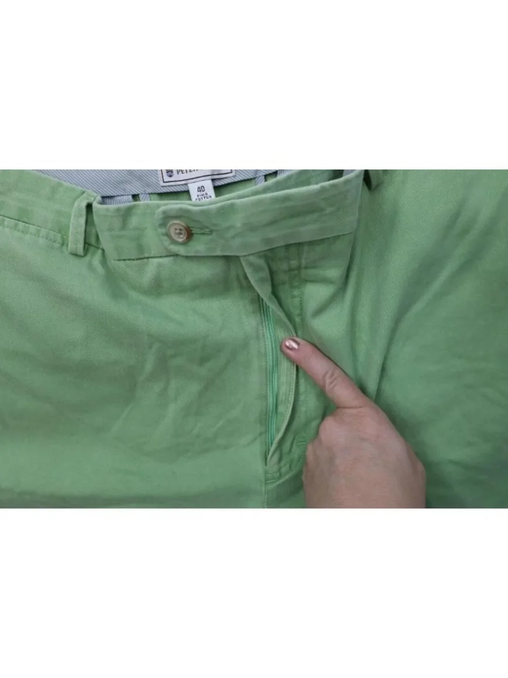 Peter Millar Mens 40 Faded Stonewash Golf Chino Shorts Green Pima Cotton